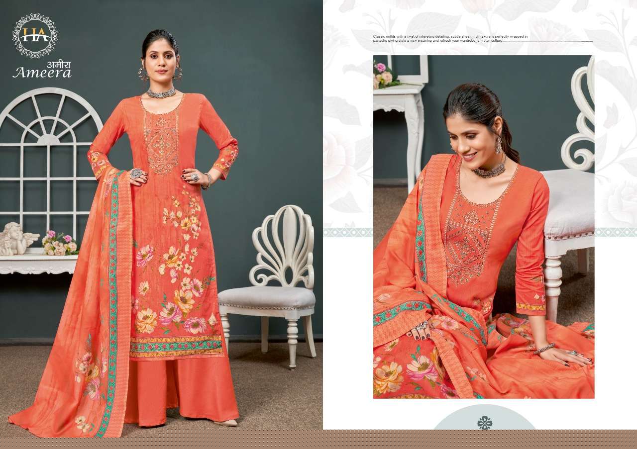 Ameera By Harshit Fashion Hub S-998-001 To S-998-008 Series Beautiful Suits Colorful Stylish Fancy Casual Wear & Ethnic Wear Heavy Cotton Print Dresses At Wholesale Price
